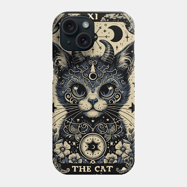 Devil Cat Tarot Card Phone Case by Helgar