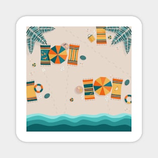 Sandy beach, top view, summer illustration Magnet