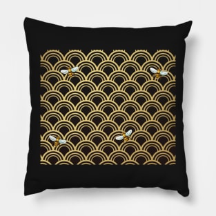 Asian Gold and Black Bees Pillow