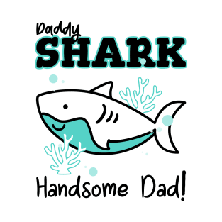 Daddy shark handsome dad, father aesthetic digital modern art illustration T-Shirt