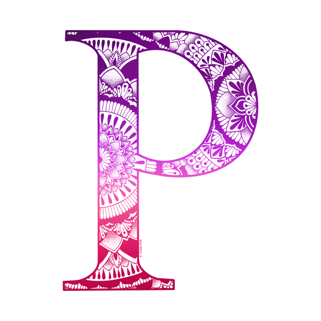 Mandala Letter Capital P Pink by Shaseldine