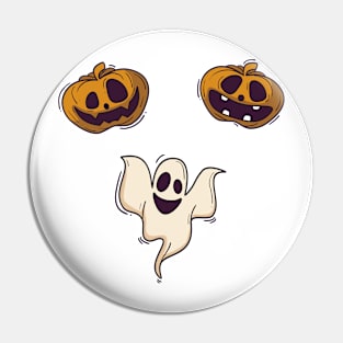 Spooky Halloween, Pumpkin and Ghost Delight Pin