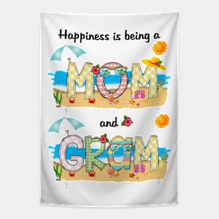 Happiness Is Being A Mom And Gram Summer Beach Happy Mother's Tapestry