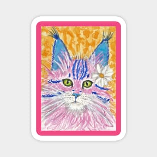 Pink fluffy cat Magnet