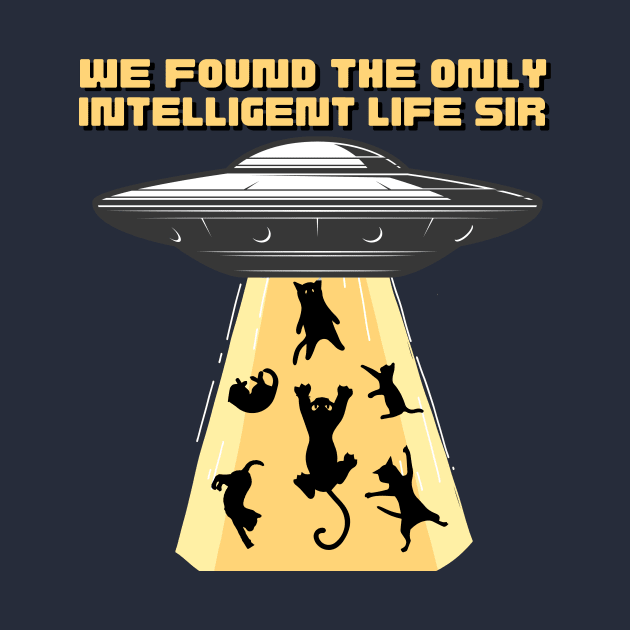 We found the only intelligent life. UFO beaming up cats, for cat lovers by Acutechickendesign