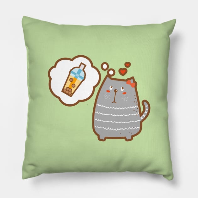 I dream of bubble tea Pillow by rojakdesigns