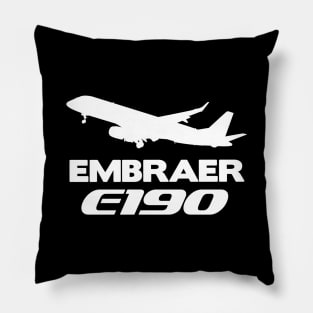 Embraer E190 Silhouette Print (White) Pillow