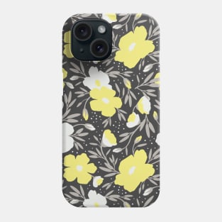 Floral pattern in grey and yellow colors Phone Case