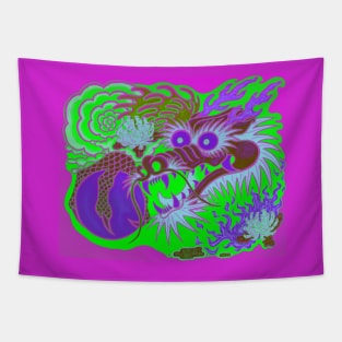 Neon Dragon With 4 Elements Variant 23 Tapestry