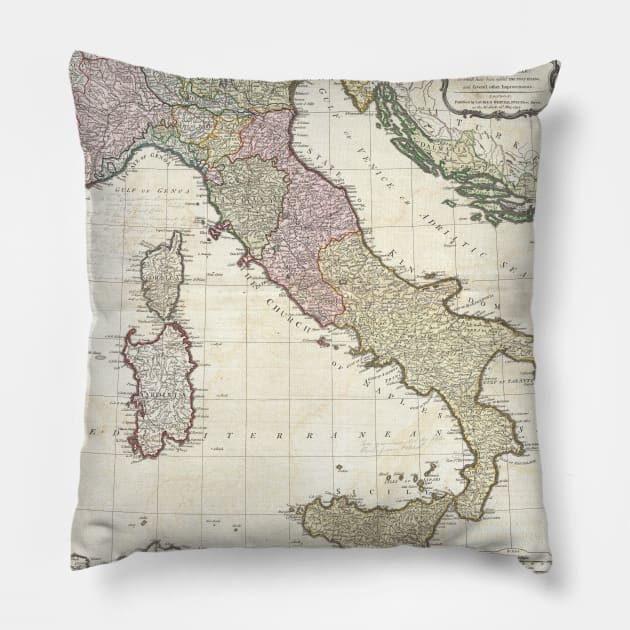 Vintage Map of Italy (1794) Pillow by Bravuramedia