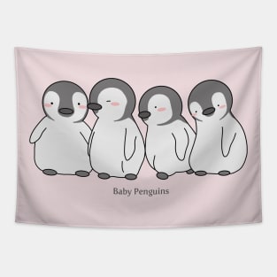 Cute Pink Baby Penguin Drawing Pattern Design Tapestry