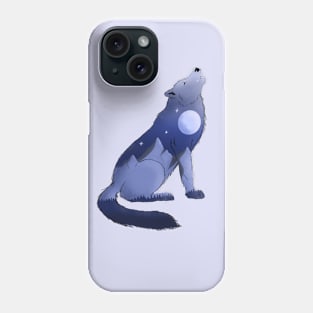 Wolf howling at the moon in the mountains Phone Case