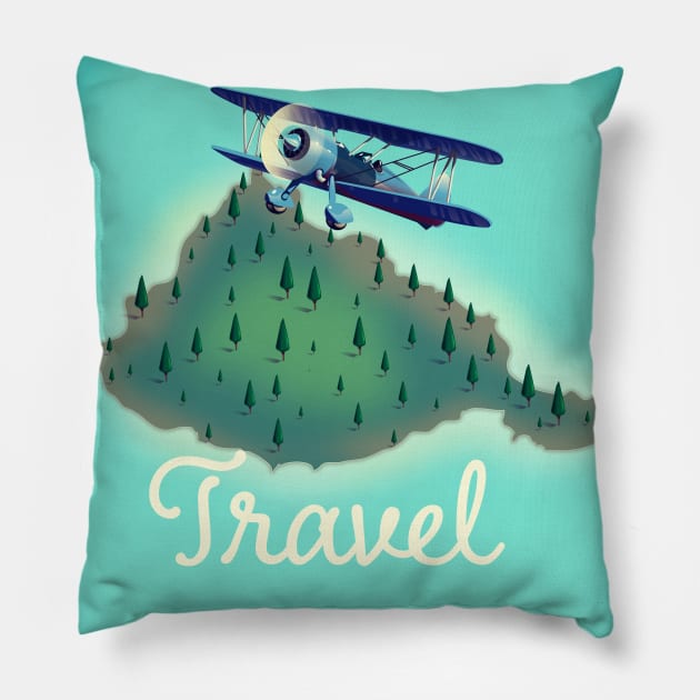 Vintage Travel Poster Pillow by nickemporium1