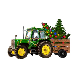 Christmas Farm Tractor Deere T-Shirt