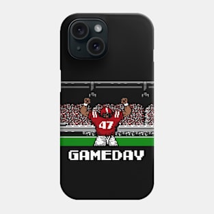 Crimson and Cream Football Gameday Retro 8 Bit Linebacker Phone Case