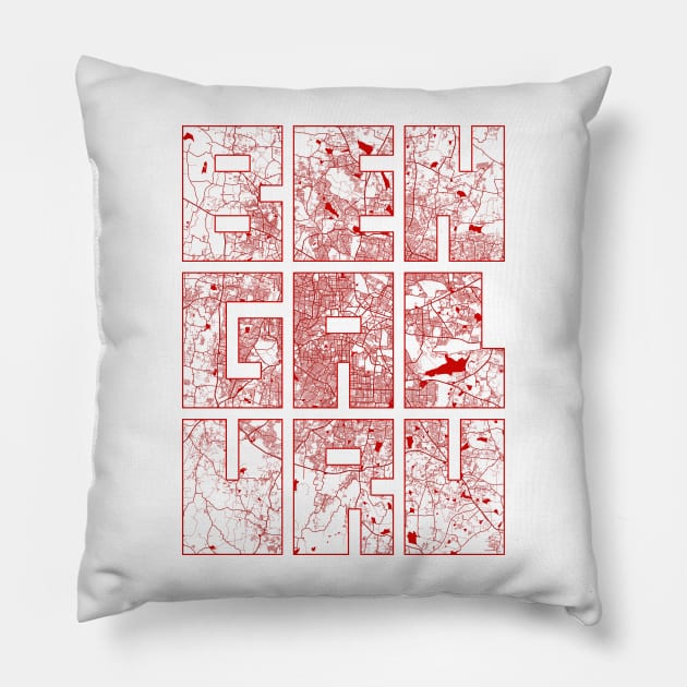 Bengaluru, India City Map Typography - Oriental Pillow by deMAP Studio