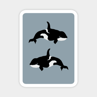 Two Orca Whale Dolphin Illustration Magnet