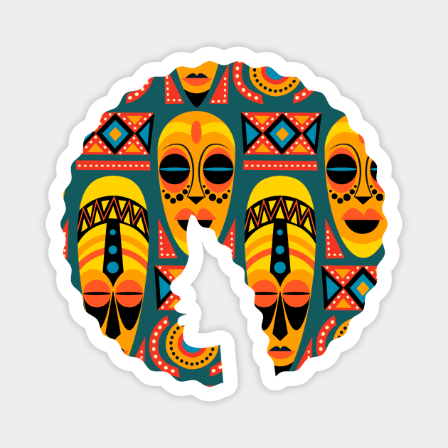 Afro Hair Woman with African Pattern, Black History Magnet by logiamerch