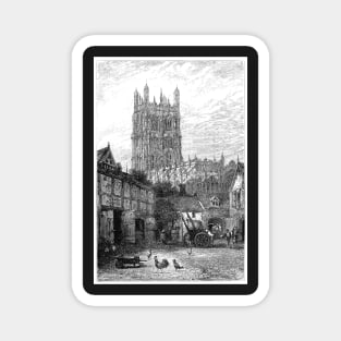 Engraving of St. Giles Church in Wrexham, Wales Magnet