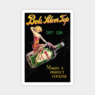 Vintage Travel Poster The Netherlands Bols Silver Top dry Gin Magnet