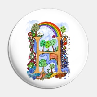 H - an illuminated letter Pin