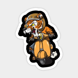tiger rides a vespa Magnet