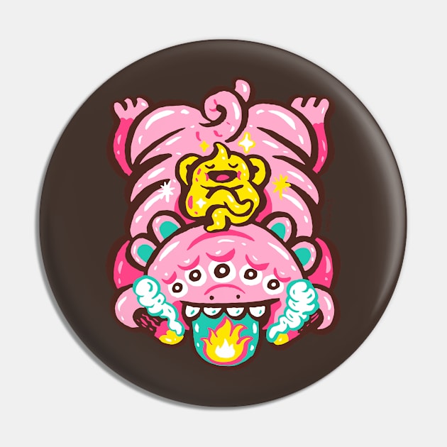 Pink baby 5 eyes 4 ears monster Pin by nokhookdesign