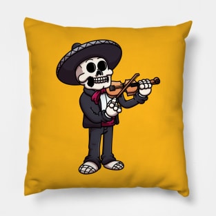 Mariachi Skeleton Playing The Violin Pillow