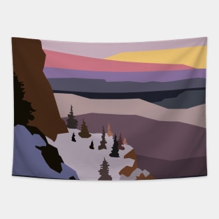 Winter rock picks, cloudy sky and trees. Tapestry