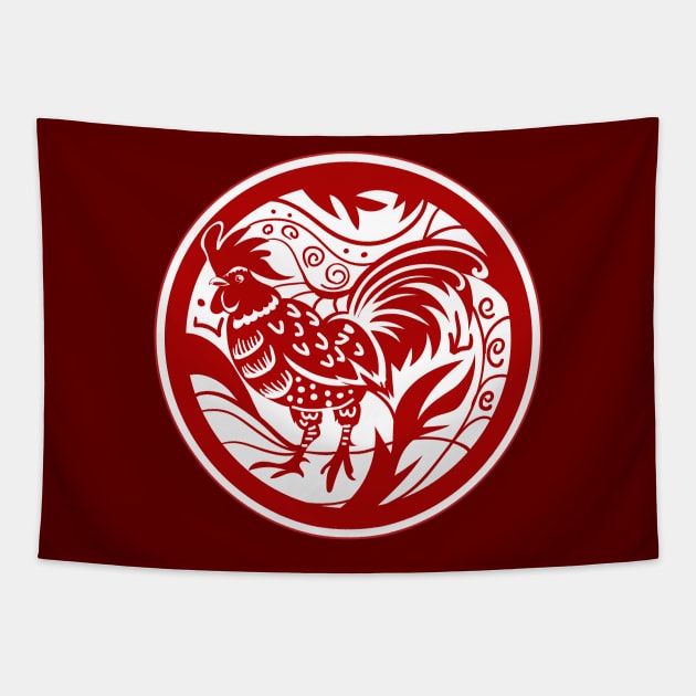 Chinese Zodiac - Rooster Tapestry by Peppermint Narwhal