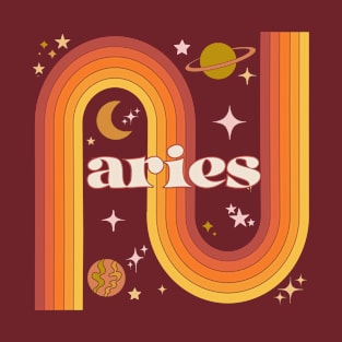 Aries Zodiac Sign - 70s Aries Horoscope Sign T-Shirt