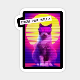 Retro Katze Virtual Reality Vaporwave Techno Party Magnet