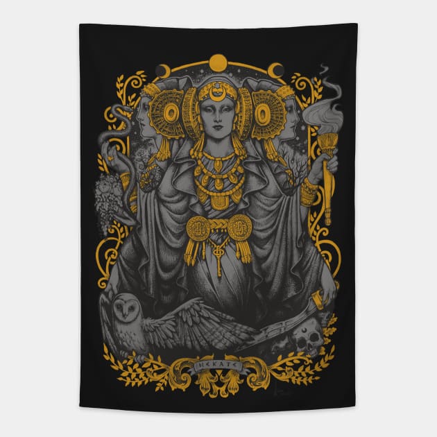 Iberian Hecate gray version Tapestry by Medusa Dollmaker