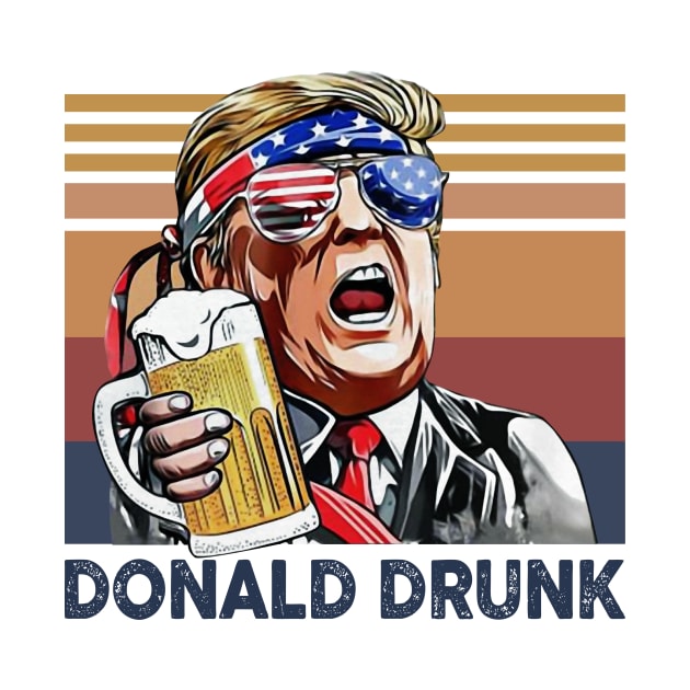 Donald Trump Drunk US Drinking 4th Of July Vintage Shirt Independence Day American T-Shirt by Krysta Clothing