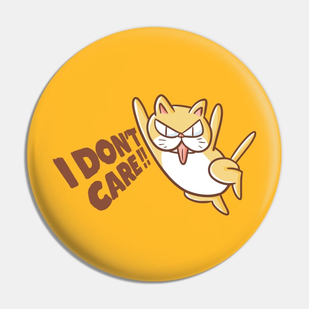 I Don't Care Cat Pin by Jocularity Art