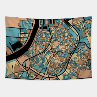 Antwerp Map Pattern in Mid Century Pastel Tapestry