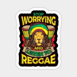 Stop Worrying And Listen To Reggae Rastafari Lion Magnet