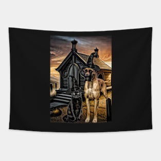 Spooky Great Dane Halloween Night Tapestry