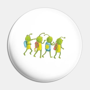 Martians Walking Illustration Pin