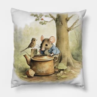 mouse and an old teapot Pillow