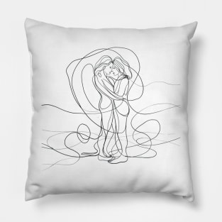 Abstract Lesbian Couple Line Art Pillow