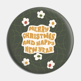 Groovy Merry Christmas Happy New Year Pin