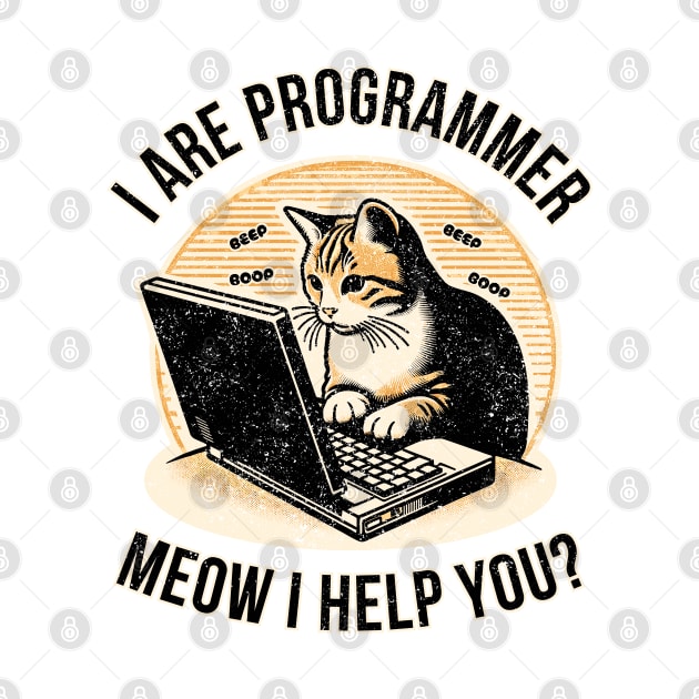 Retro Cat Programmer Meme: Coding Humor by AmandaOlsenDesigns