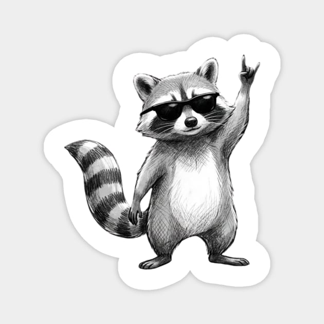 Rock On Raccoon, Animal Lovers Gift Magnet by ArtistTee ⭐⭐⭐⭐⭐