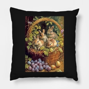 Rabbit Bunnies Easter Card Pillow