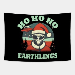 Ho Ho Ho Earthlings Alien Christmas Horror Tapestry