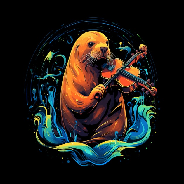 Sea Lion Playing Violin by JH Mart