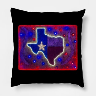 Retro billboard: Map of Texas in red, white, and blue lights Pillow