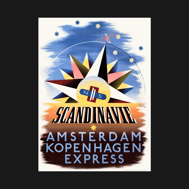 Scandinavie Netherlands Vintage Railroad Poster by vintagetreasure