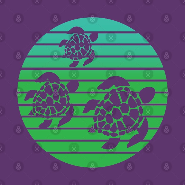 Sea Turtle Family Green Ocean Swimming by MadMando Marketplace